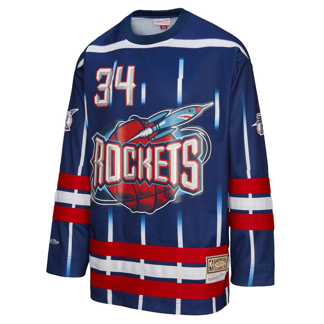 Hakeem Olajuwon Houston Rockets Mitchell & Ness Unisex Maxxed Out Fashion Hockey Jersey - Navy Official NBA Team Apparel Basketball Fan Gear
