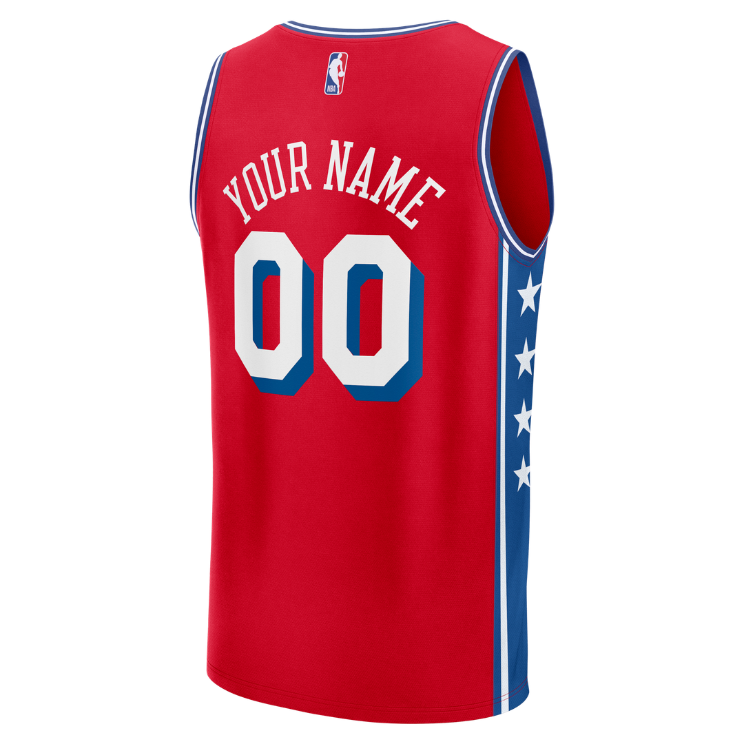 Philadelphia 76ers Fanatics Fast Break Custom Jersey - Icon Edition - Red Official NBA Team Apparel Basketball Fan Gear