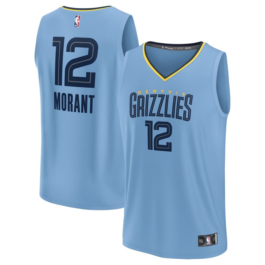 Ja Morant Memphis Grizzlies Fanatics Youth Fast Break Replica Player Jersey - Statement Edition - Light Blue Official NBA Team Apparel Basketball Fan