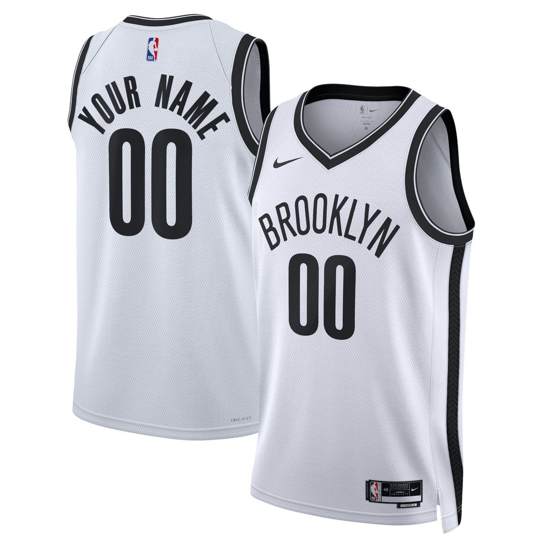 Brooklyn Nets Nike Unisex Swingman Custom Jersey White - Association Edition Official NBA Team Apparel Basketball Fan Gear