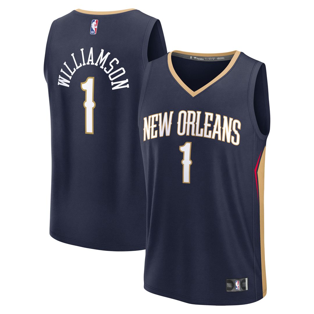 Zion Williamson New Orleans Pelicans Fanatics Fast Break Replica Player Jersey - Icon Edition - Navy Official NBA Team Apparel Basketball Fan Gear