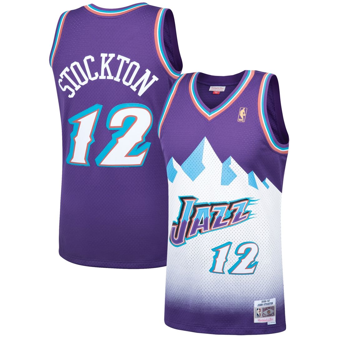 John Stockton Utah Jazz Mitchell & Ness Hardwood Classics Swingman Jersey - Purple Official NBA Team Apparel Basketball Fan Gear