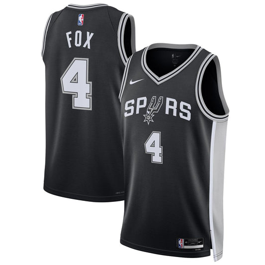 De'Aaron Fox San Antonio Spurs Nike Unisex Swingman Player Jersey - Icon Edition - Black Official NBA Team Apparel Basketball Fan Gear