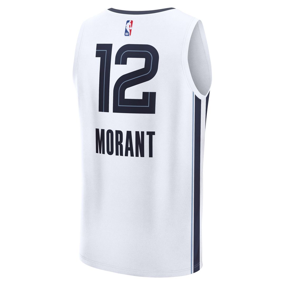 Ja Morant Memphis Grizzlies Fanatics Fast Break Replica Player Jersey - Association Edition - White Official NBA Team Apparel Basketball Fan Gear