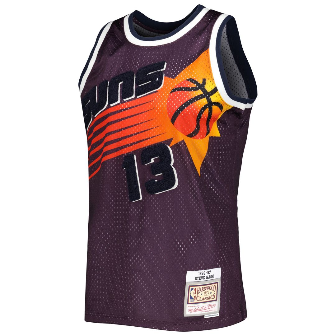 Steve Nash Phoenix Suns Mitchell & Ness 1996/97 Hardwood Classics Off-Court Swingman Jersey - Purple Official NBA Team Apparel Basketball Fan Gear