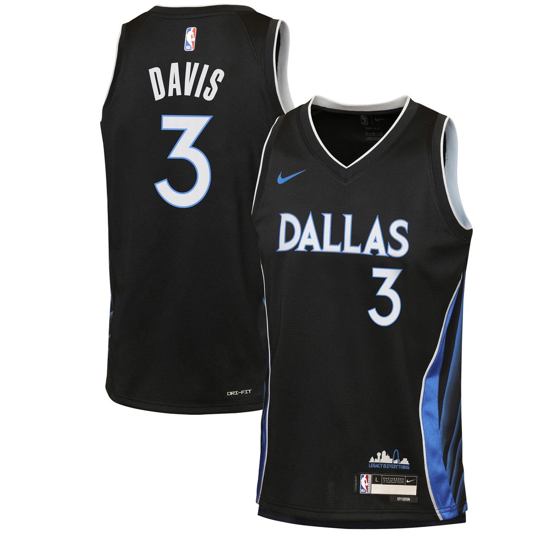 Anthony Davis Dallas Mavericks Nike Youth 2025/26 City Edition Swingman Jersey - Black Official NBA Team Apparel Basketball Fan Gear