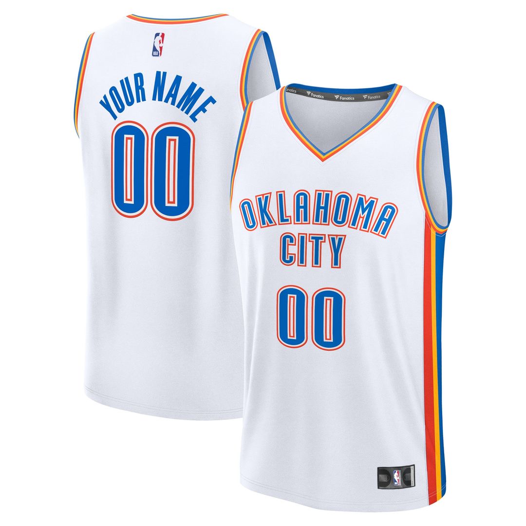 Oklahoma City Thunder Fanatics Fast Break Custom Jersey - Association Edition - White Official NBA Team Apparel Basketball Fan Gear