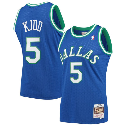 Jason Kidd Dallas Mavericks Mitchell & Ness 1994/95 Hardwood Classics Swingman Jersey - Blue Official NBA Team Apparel Basketball Fan Gear
