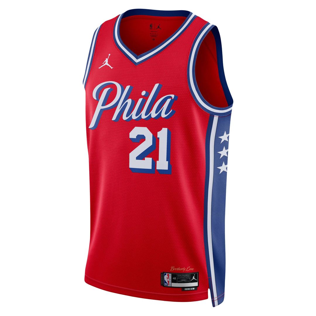 Joel Embiid Philadelphia 76ers Jordan Brand Unisex Swingman Jersey - Statement Edition - Red Official NBA Team Apparel Basketball Fan Gear