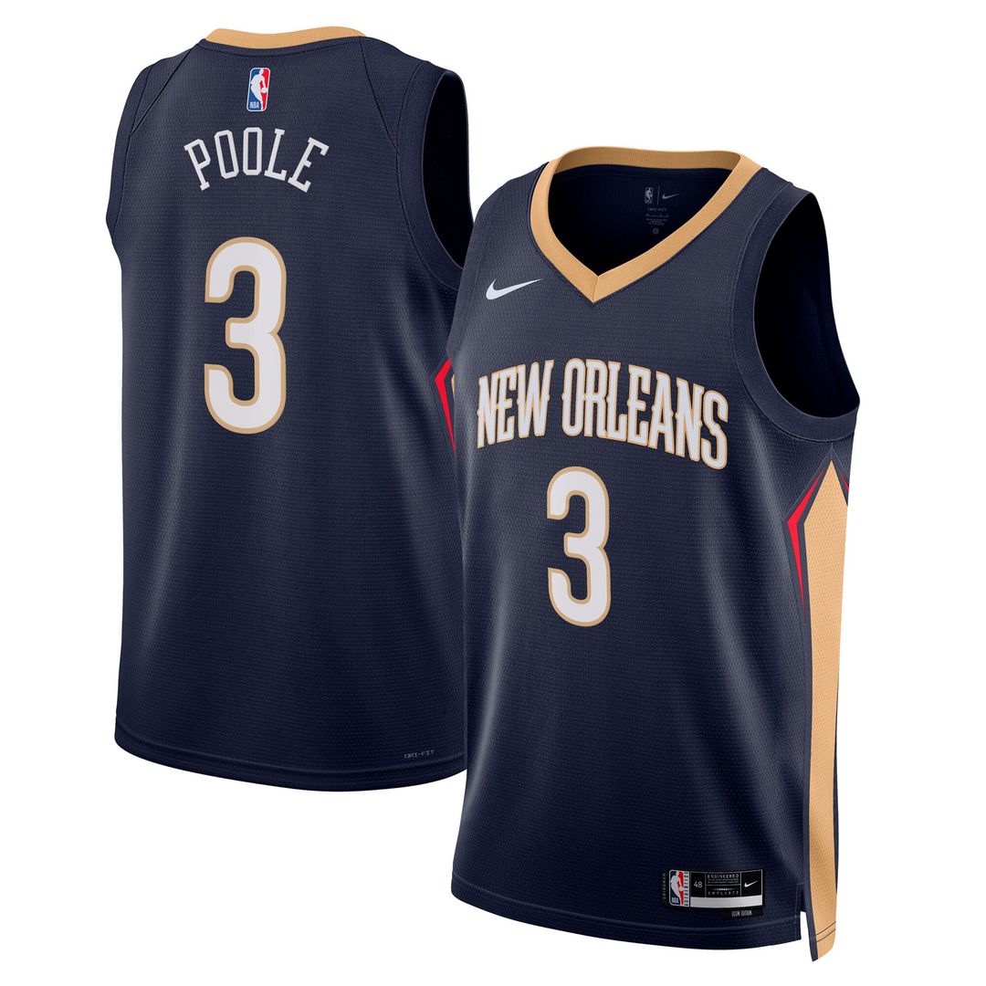 Jordan Poole New Orleans Pelicans Nike Unisex Swingman Jersey - Navy - Icon Edition Official NBA Team Apparel Basketball Fan Gear