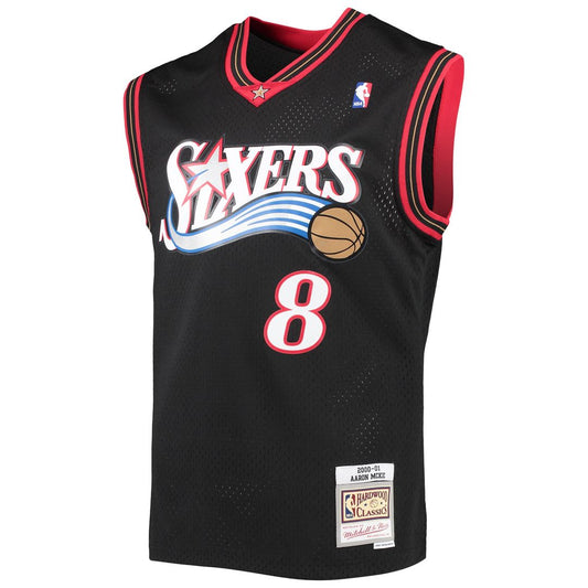 Aaron McKie Philadelphia 76ers Mitchell & Ness Hardwood Classics Swingman Jersey - Black Official NBA Team Apparel Basketball Fan Gear