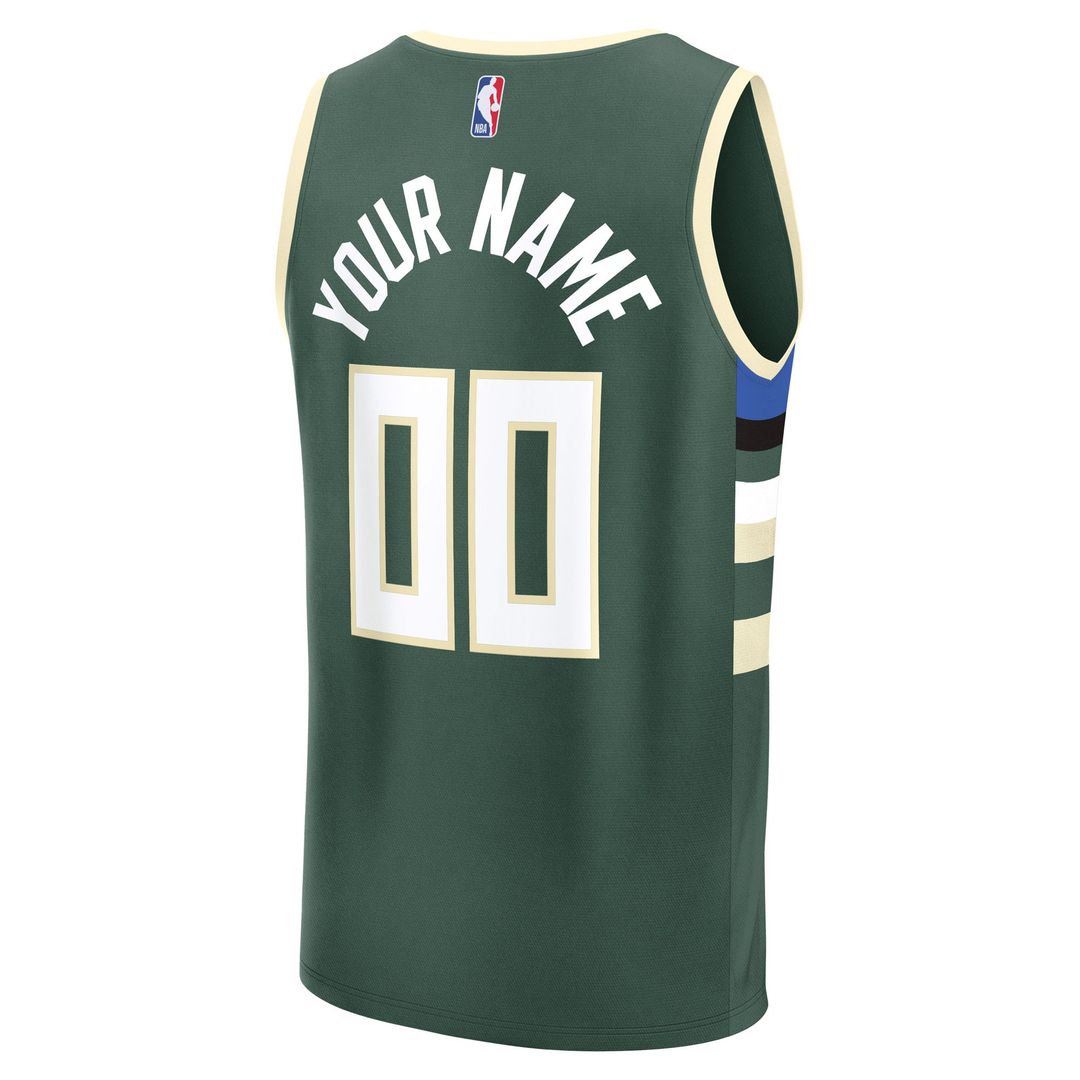 Milwaukee Bucks Fanatics Youth Fast Break Custom Replica Jersey - Black - Statement Edition Official NBA Team Apparel Basketball Fan Gear
