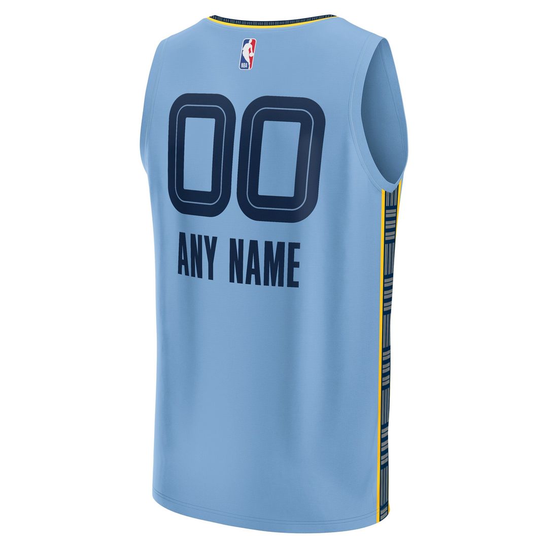Memphis Grizzlies Fanatics Custom Fast Break Jersey - Statement Edition - Light Blue Official NBA Team Apparel Basketball Fan Gear