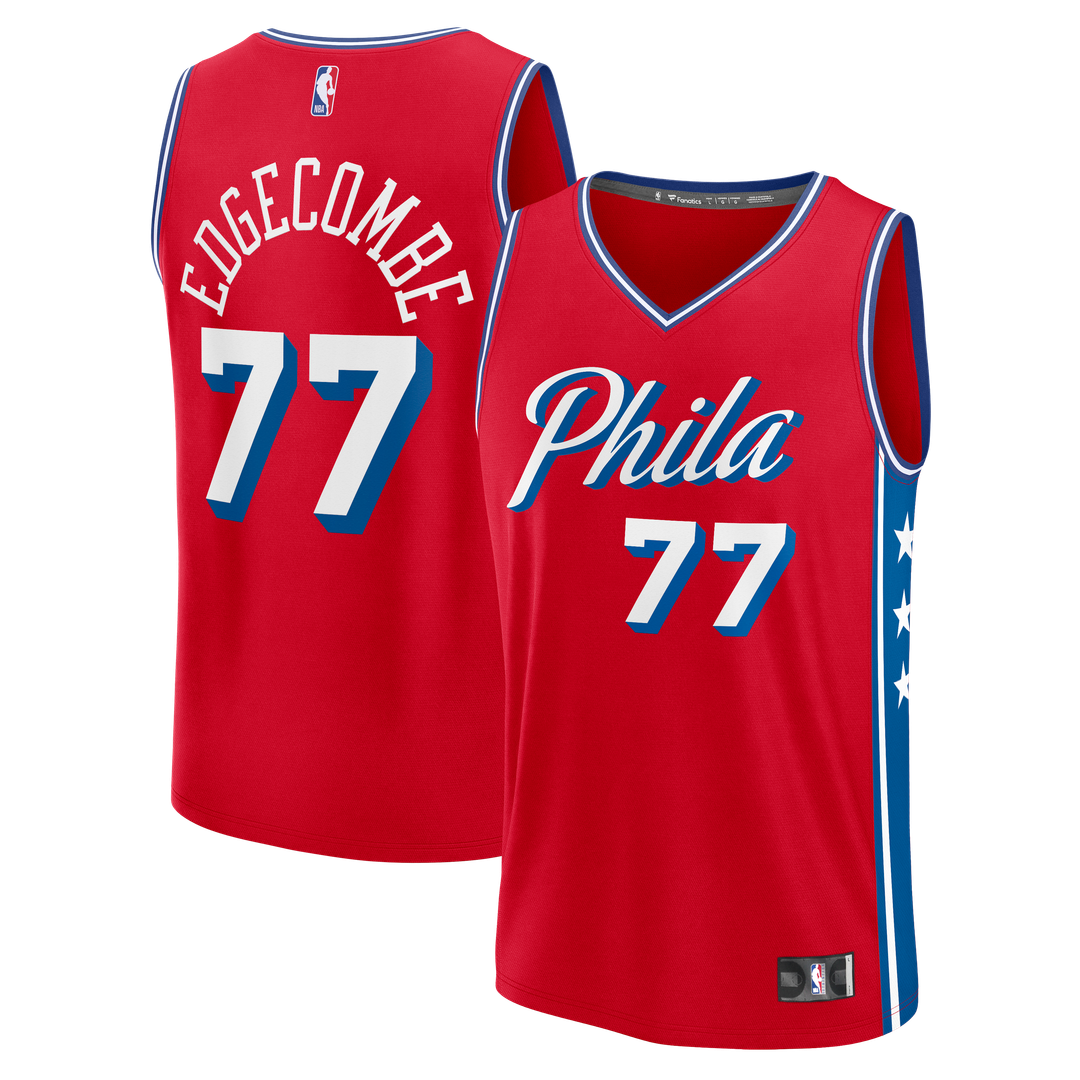 VJ Edgecombe Philadelphia 76ers Fanatics Fast Break Replica Player Jersey - Statement Edition - Red Official NBA Team Apparel Basketball Fan Gear