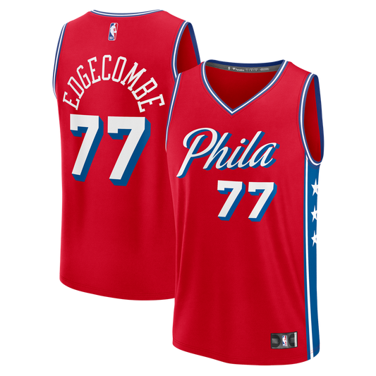 VJ Edgecombe Philadelphia 76ers Fanatics Fast Break Replica Player Jersey - Statement Edition - Red Official NBA Team Apparel Basketball Fan Gear