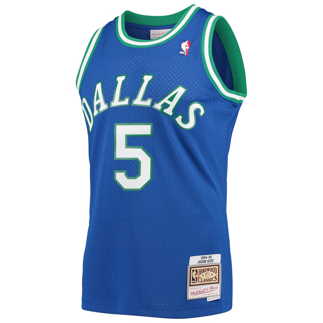 Jason Kidd Dallas Mavericks Mitchell & Ness 1994/95 Hardwood Classics Swingman Jersey - Blue Official NBA Team Apparel Basketball Fan Gear