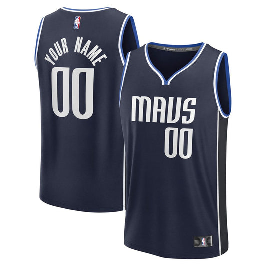 Dallas Mavericks Fanatics Fast Break Custom Jersey - Statement Edition - Navy Official NBA Team Apparel Basketball Fan Gear