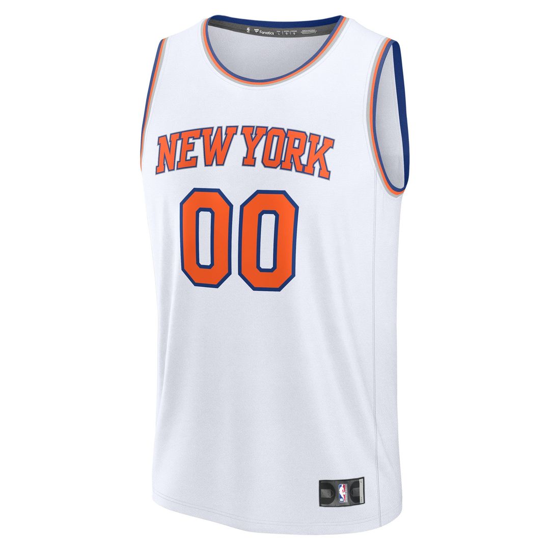 New York Knicks Fanatics Youth Fast Break Custom Jersey - Association Edition - White Official NBA Team Apparel Basketball Fan Gear