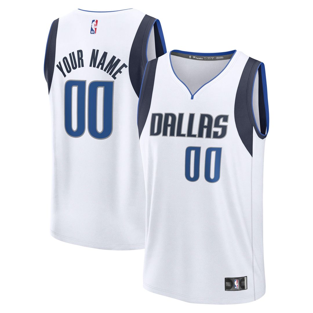 Dallas Mavericks Fanatics Fast Break Custom Jersey - Association Edition - White Official NBA Team Apparel Basketball Fan Gear