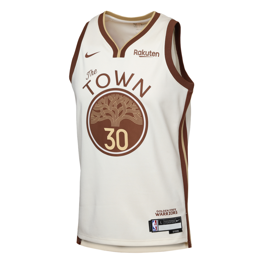 Stephen Curry Golden State Warriors Nike Youth Swingman Finished Badge Player Jersey - City Edition - Tan Official NBA Team Apparel Basketball Fan Gea