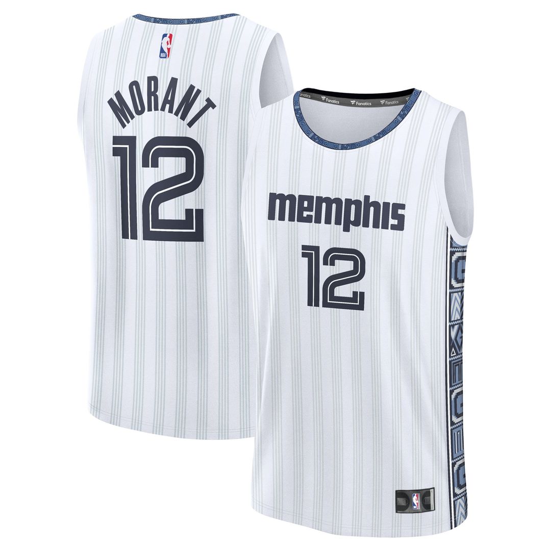 Ja Morant Memphis Grizzlies Fanatics 2025/26 City Edition Fast Break Jersey - White Official NBA Team Apparel Basketball Fan Gear