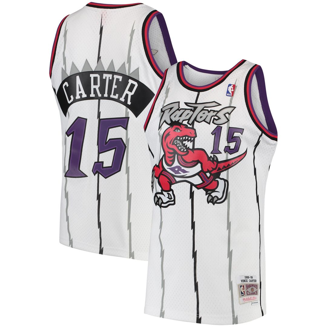 Vince Carter Toronto Raptors Mitchell & Ness 1998/99 Hardwood Classics Swingman Jersey - White Official NBA Team Apparel Basketball Fan Gear