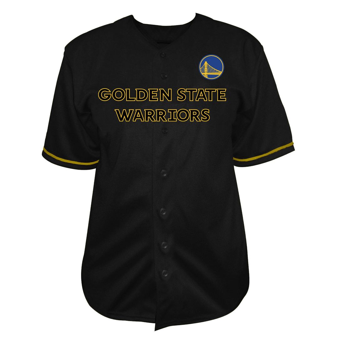 Golden State Warriors Fanatics Big & Tall Pop Full-Button Jersey - Black Official NBA Team Apparel Basketball Fan Gear