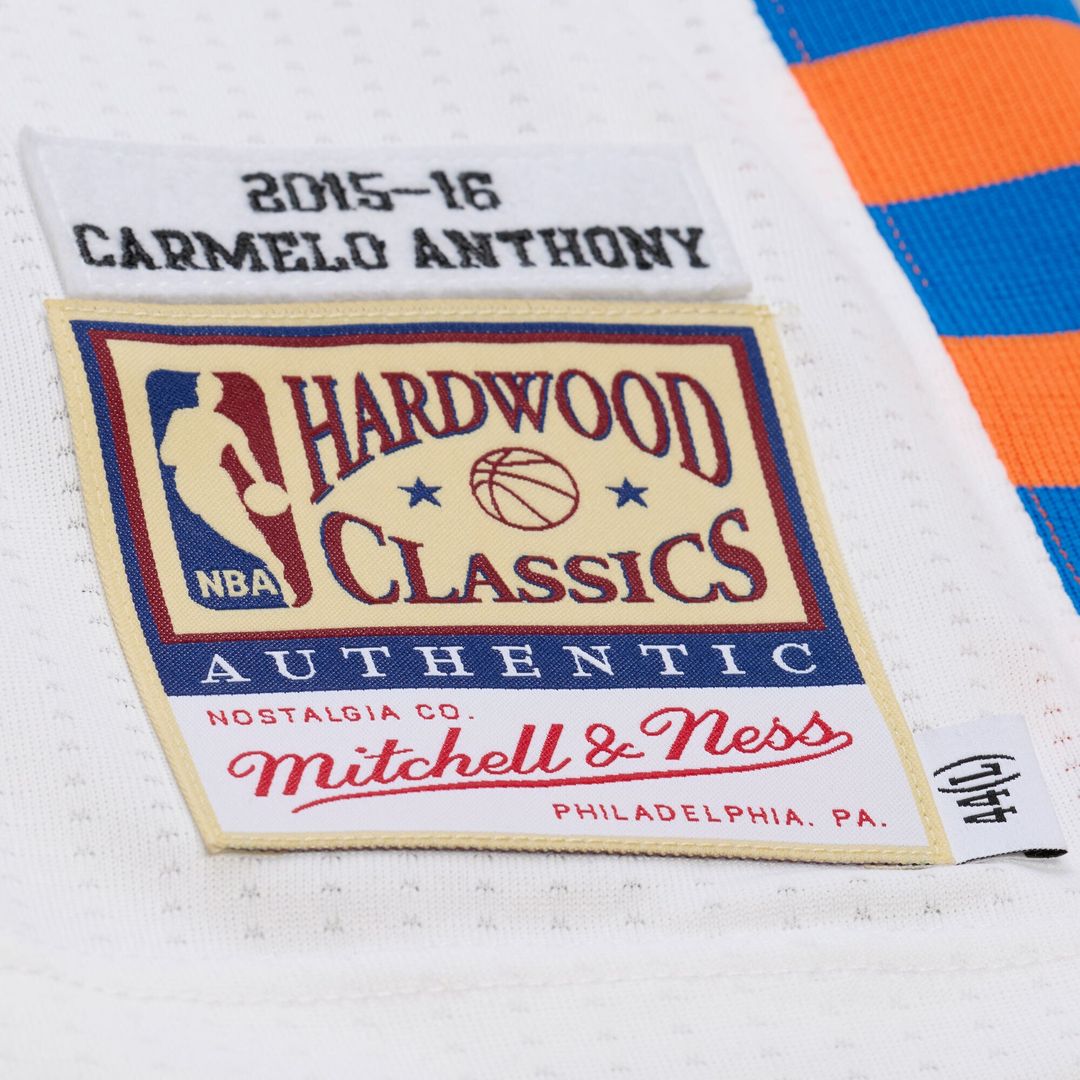 Carmelo Anthony New York Knicks Mitchell & Ness 2015-16 Hardwood Classics Authentic Jersey - White Official NBA Team Apparel Basketball Fan Gear