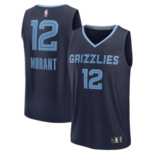 Ja Morant Memphis Grizzlies Fanatics Fast Break Replica Player Jersey - Icon Edition - Navy Official NBA Team Apparel Basketball Fan Gear