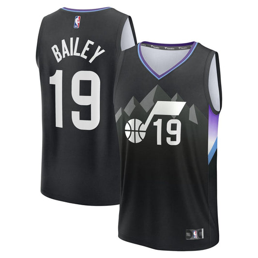 Ace Bailey Utah Jazz Fanatics 2025 NBA Draft First Round Pick Fast Break Replica Jersey - Statement Edition - Black Official NBA Team Apparel Basketba