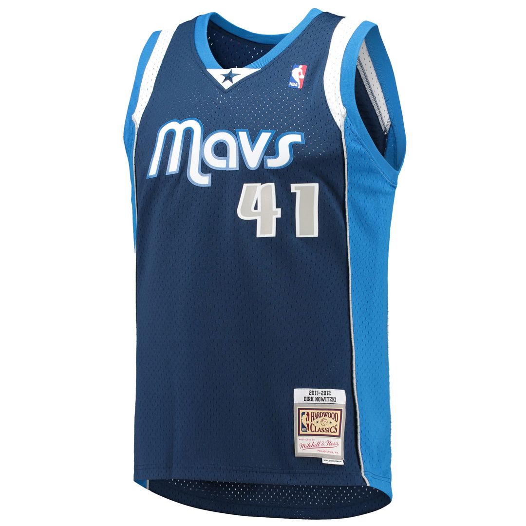 Dirk Nowitzki Dallas Mavericks Mitchell & Ness 2011/12 Hardwood Classics Swingman Jersey - Navy Official NBA Team Apparel Basketball Fan Gear