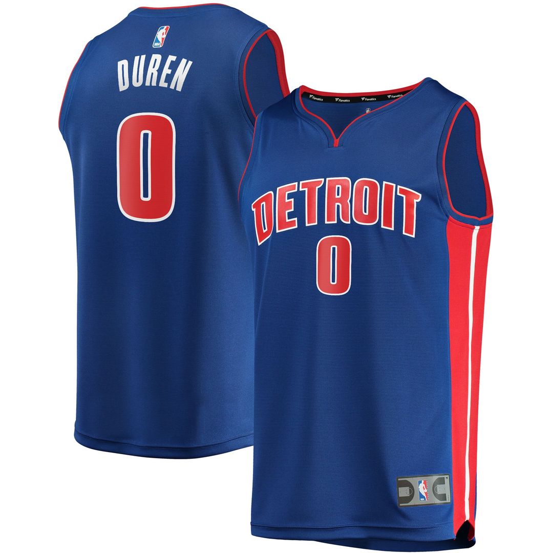 Jalen Duren Detroit Pistons Fanatics Fast Break Replica Jersey - Icon Edition - Blue Official NBA Team Apparel Basketball Fan Gear