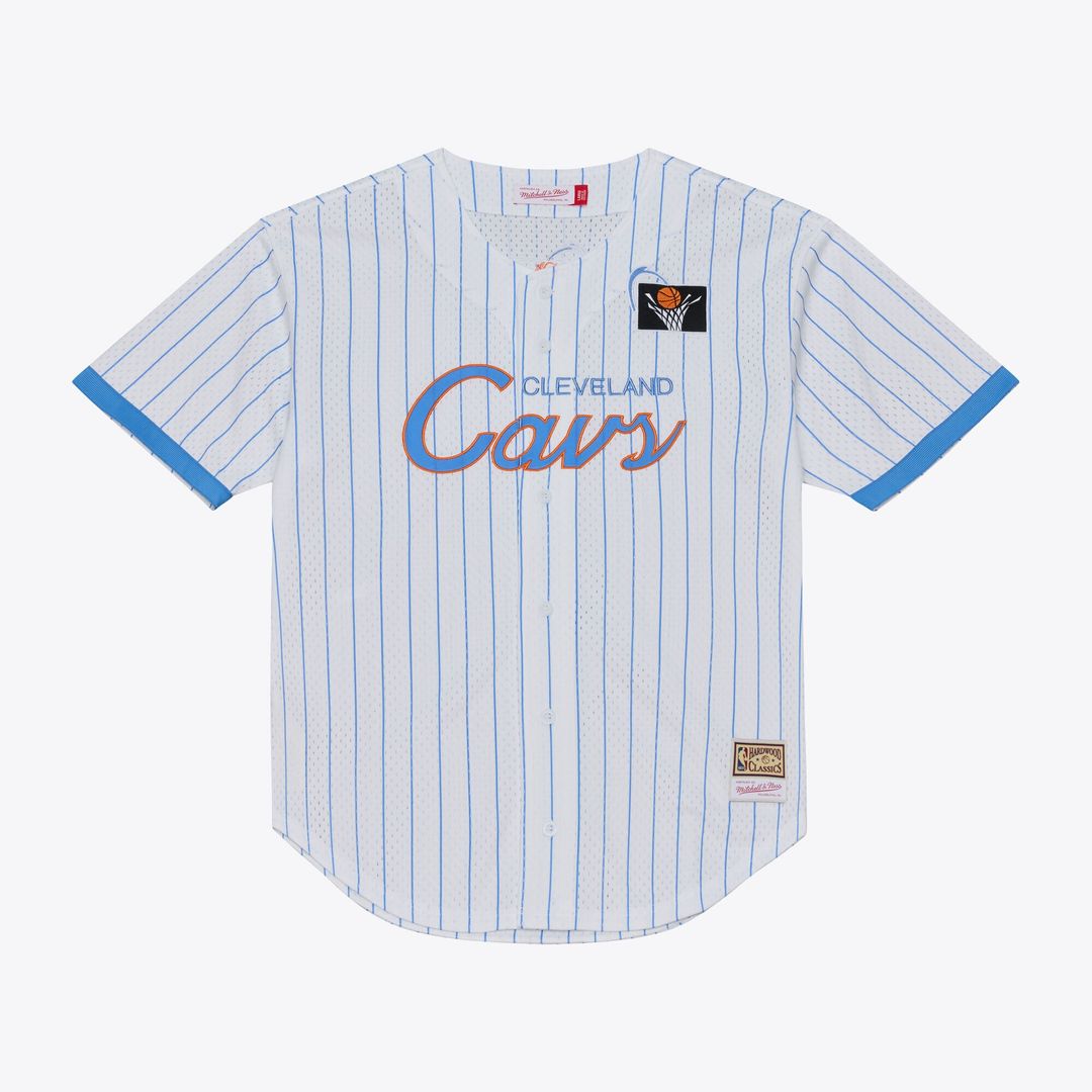 Cleveland Cavaliers Mitchell & Ness Head Coach Pinstripe Mesh Full-Button Baseball Jersey - White Official NBA Team Apparel Basketball Fan Gear