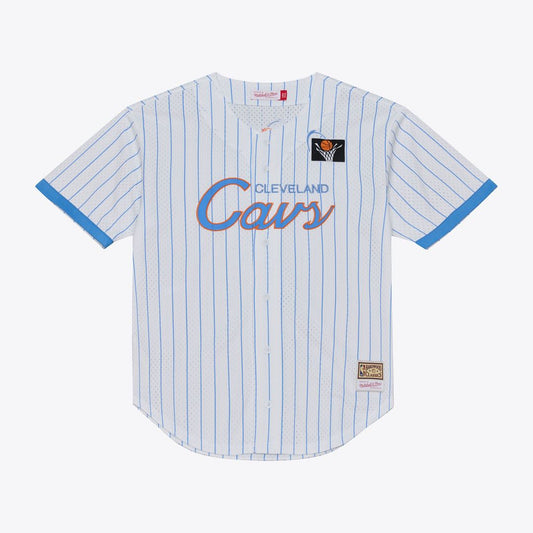 Cleveland Cavaliers Mitchell & Ness Head Coach Pinstripe Mesh Full-Button Baseball Jersey - White Official NBA Team Apparel Basketball Fan Gear