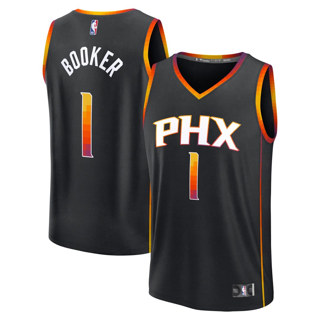 Devin Booker Phoenix Suns Fanatics Youth Fast Break Replica Player Jersey - Statement Edition - Black Official NBA Team Apparel Basketball Fan Gear