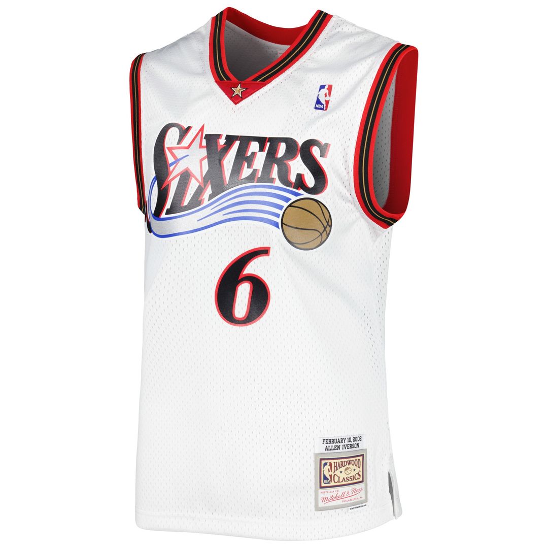 Allen Iverson Philadelphia 76ers Mitchell & Ness 2002/03 Hardwood Classics Swingman Jersey - White Official NBA Team Apparel Basketball Fan Gear