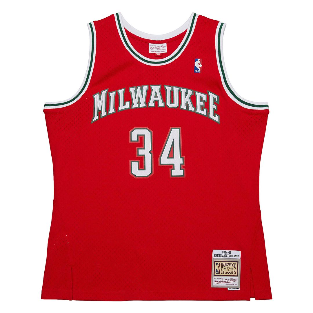 Giannis Antetokounmpo Milwaukee Bucks Mitchell & Ness 2014/15 Hardwood Classics Swingman Jersey - Red Official NBA Team Apparel Basketball Fan Gear
