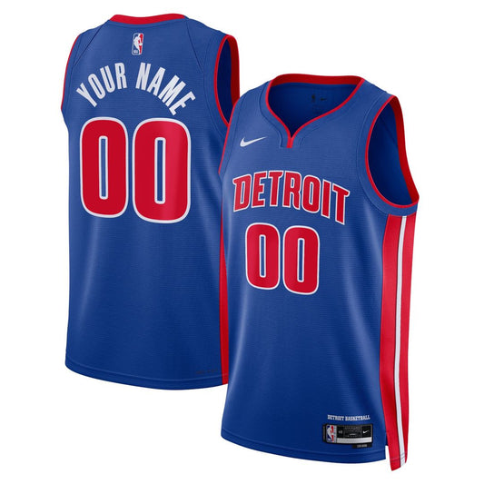 Detroit Pistons Nike Unisex Swingman Custom Jersey Blue - Icon Edition Official NBA Team Apparel Basketball Fan Gear