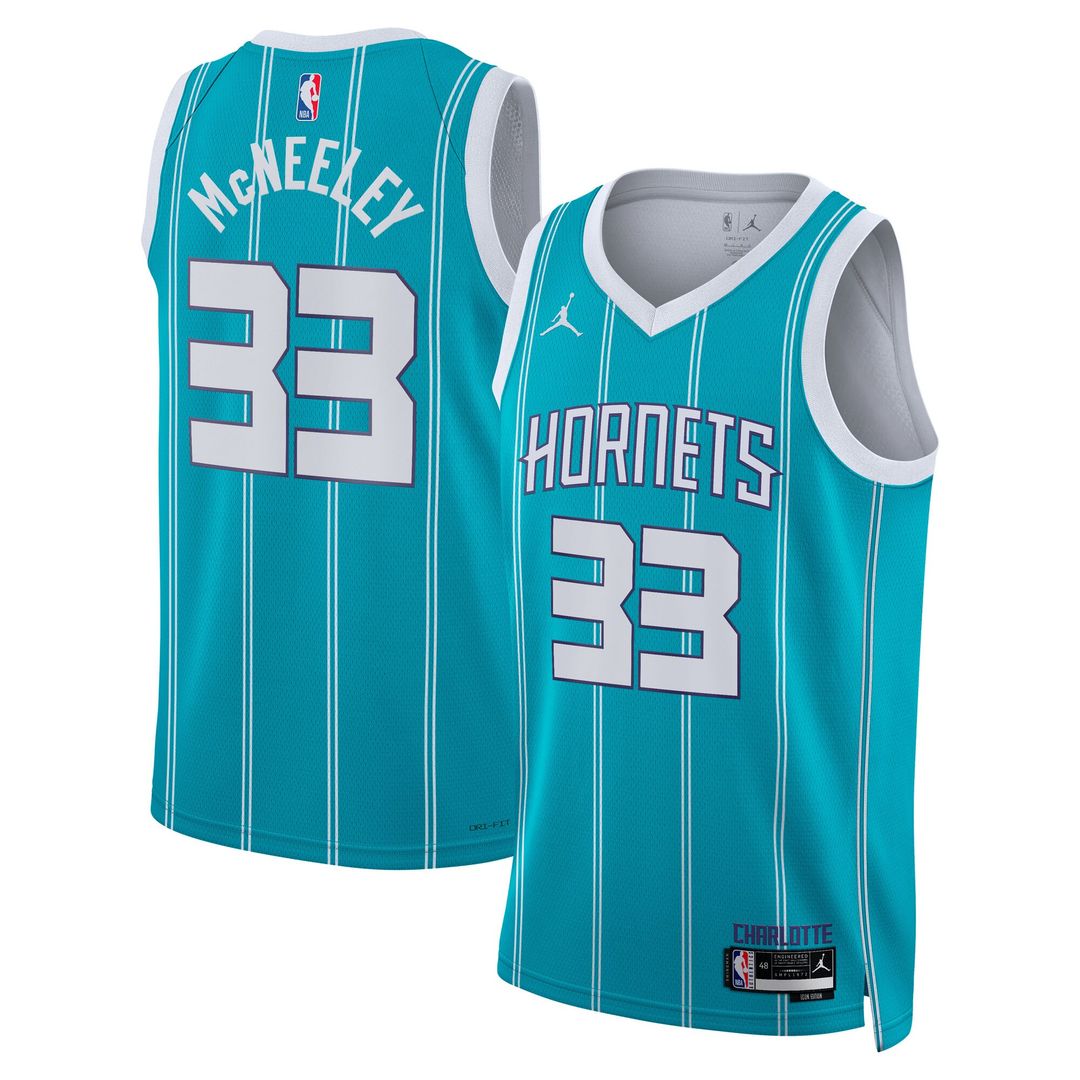 Liam McNeeley Charlotte Hornets Jordan Brand Unisex Swingman Jersey - Teal - Icon Edition Official NBA Team Apparel Basketball Fan Gear