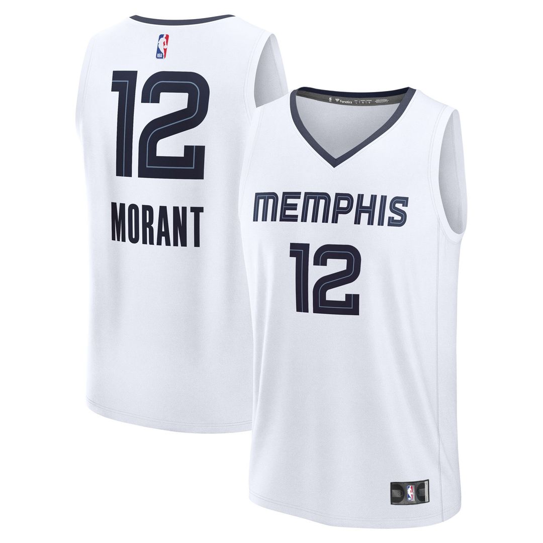 Ja Morant Memphis Grizzlies Fanatics Fast Break Replica Player Jersey - Association Edition - White Official NBA Team Apparel Basketball Fan Gear