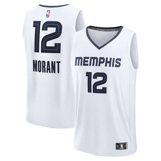 Ja Morant Memphis Grizzlies Fanatics Fast Break Replica Player Jersey - Association Edition - White Official NBA Team Apparel Basketball Fan Gear