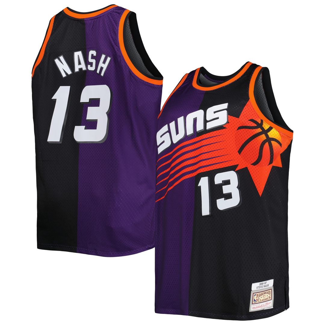 Steve Nash Phoenix Suns Mitchell & Ness Big & Tall Hardwood Classics 1996/97 Split Swingman Jersey - Purple/Black Official NBA Team Apparel Basketball