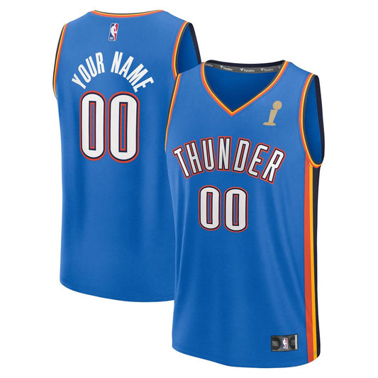 Fanatics Oklahoma City Thunder Youth Blue 2025 NBA Finals Champions Fast Break Replica Custom Jersey - Icon Edition Official NBA Team Apparel Basketba