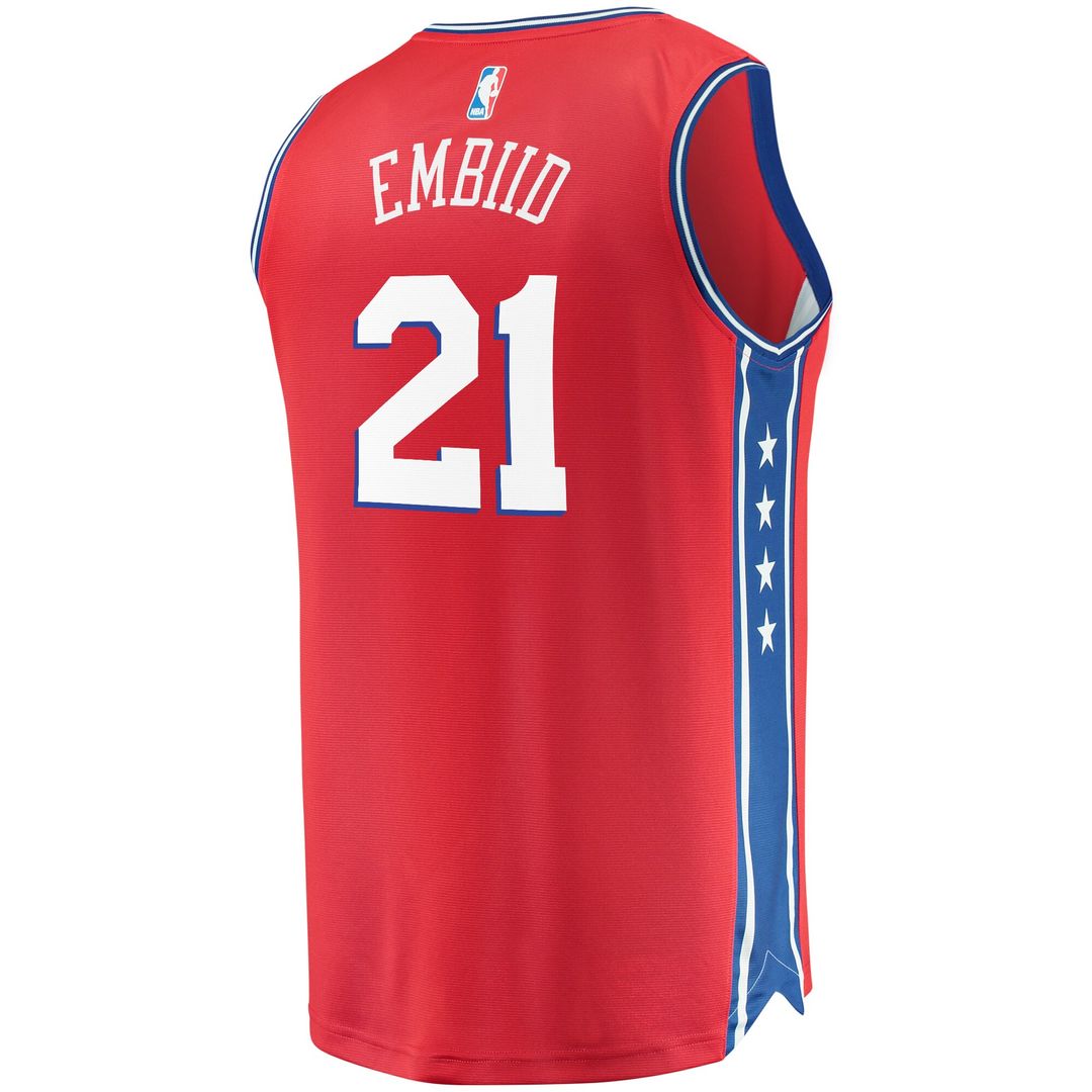 Joel Embiid Philadelphia 76ers Fanatics Youth 2019/20 Fast Break Replica Player Team Jersey - Statement Edition - Red Official NBA Team Apparel Basket