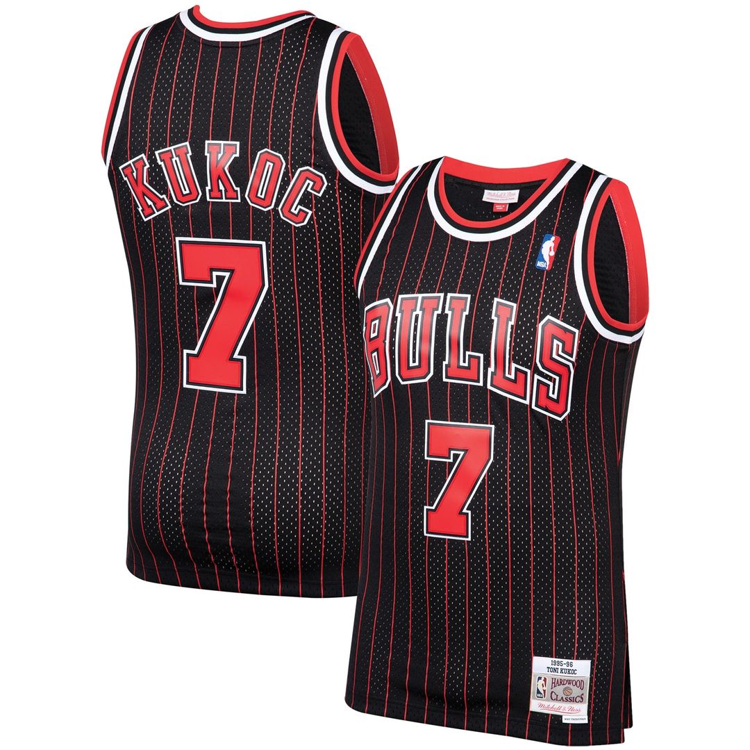 Toni Kukoc Chicago Bulls Mitchell & Ness 1995/96 Hardwood Classics Swingman Jersey - Black Official NBA Team Apparel Basketball Fan Gear