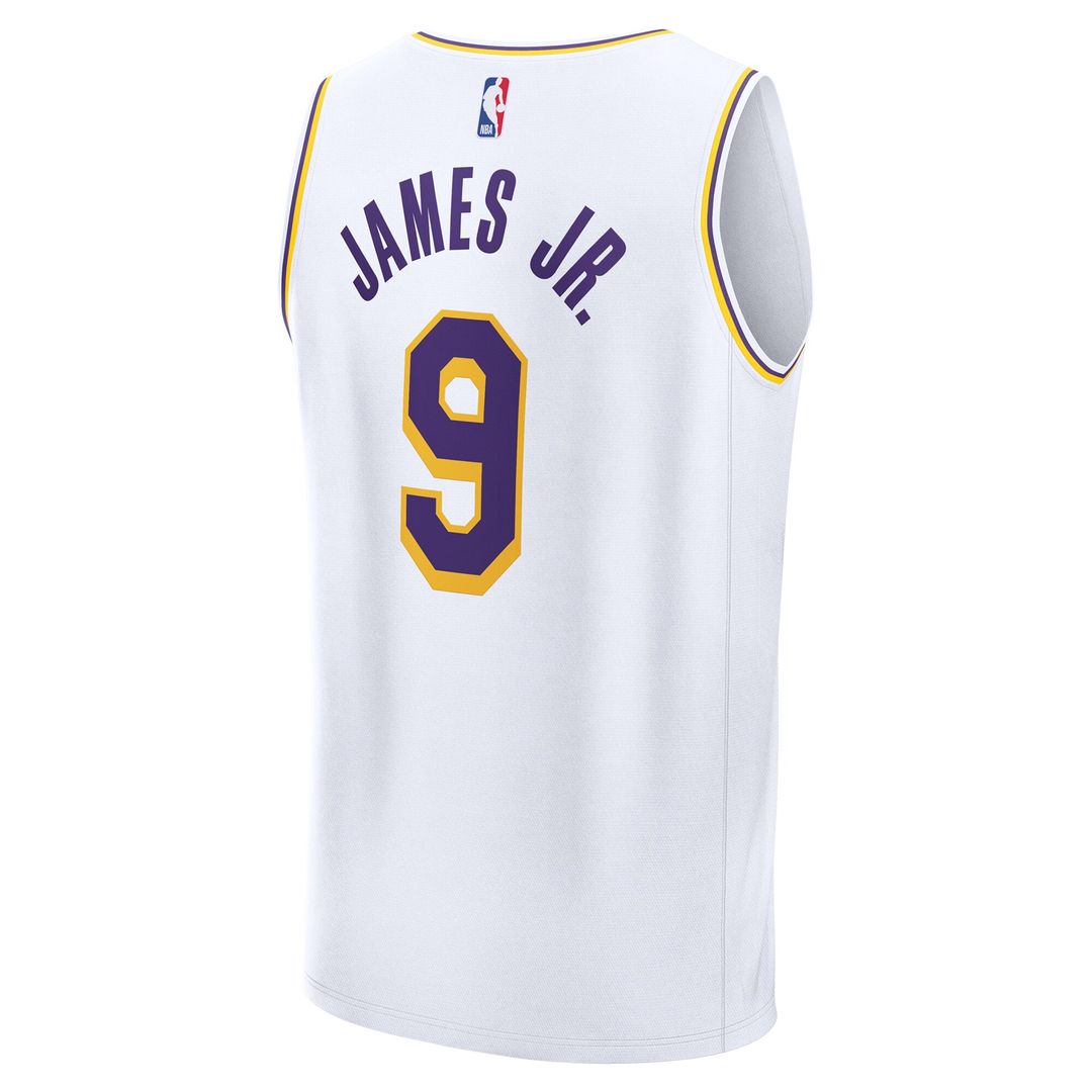 Bronny James Los Angeles Lakers Fanatics Fast Break Replica Player Jersey - Association Edition - White Official NBA Team Apparel Basketball Fan Gear