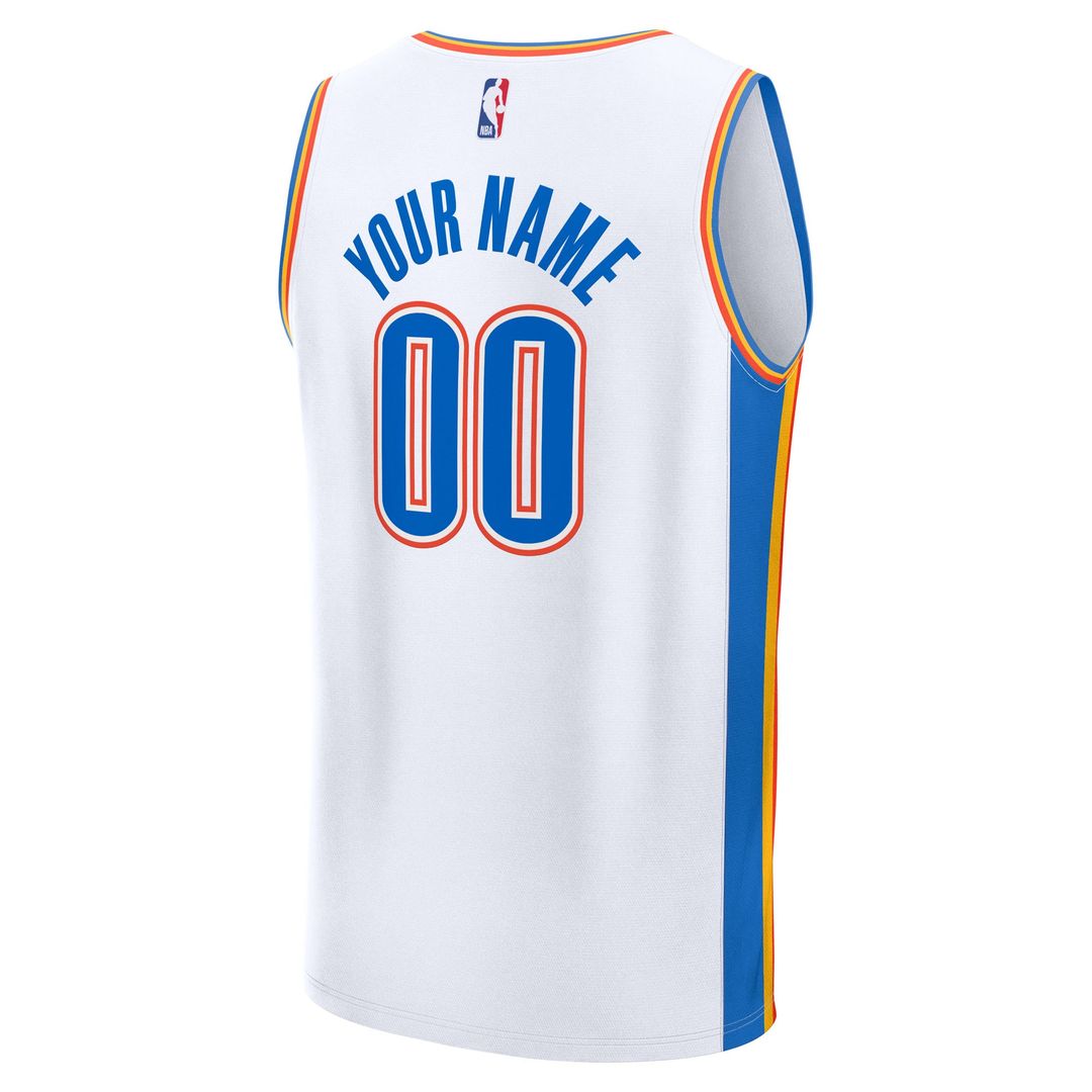 Oklahoma City Thunder Fanatics Fast Break Custom Jersey - Association Edition - White Official NBA Team Apparel Basketball Fan Gear