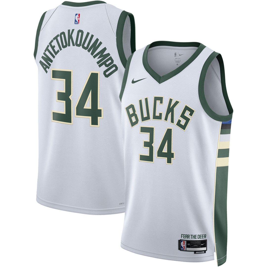 Giannis Antetokounmpo Milwaukee Bucks Nike Unisex Swingman Jersey - Association Edition - White Official NBA Team Apparel Basketball Fan Gear