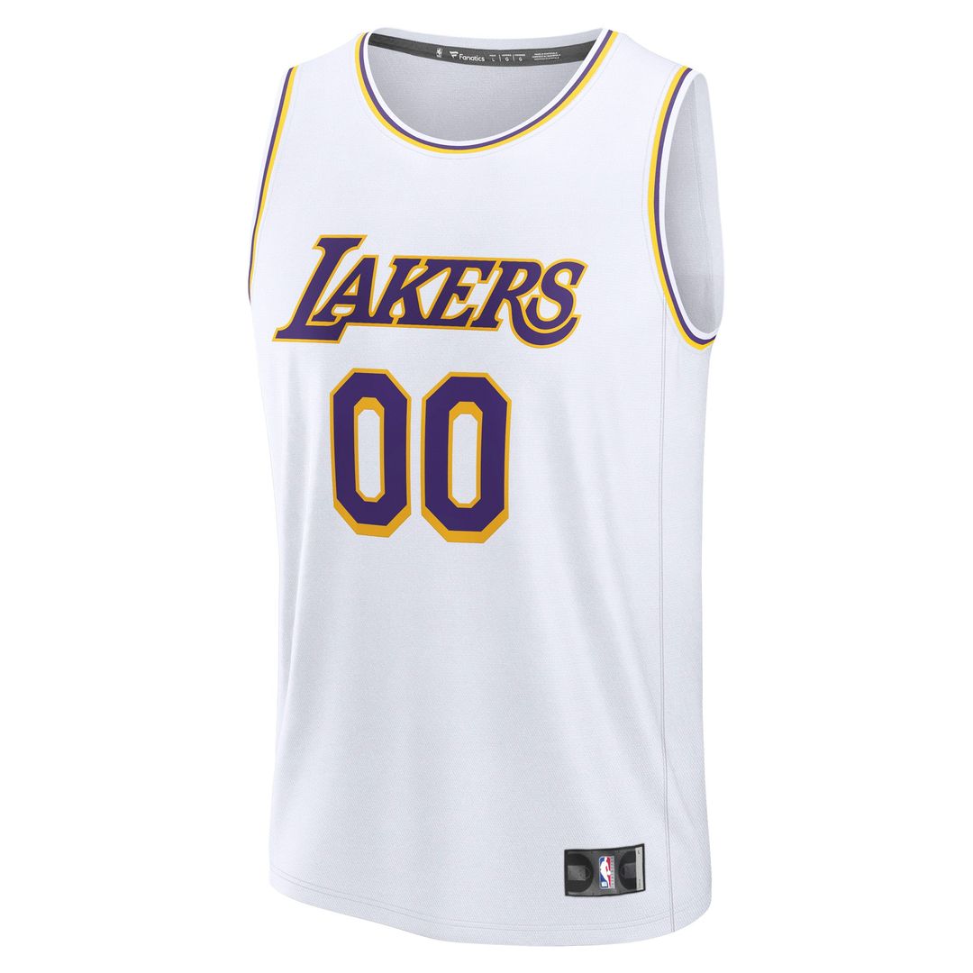Los Angeles Lakers Fanatics Youth Fast Break Custom Replica Jersey - White - Association Edition Official NBA Team Apparel Basketball Fan Gear