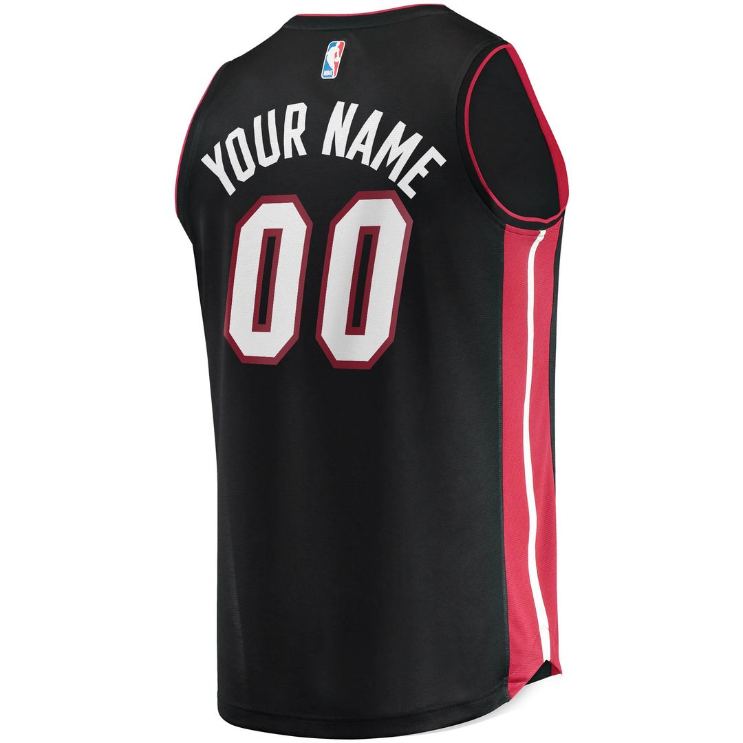 Miami Heat Fanatics Fast Break Custom Replica Jersey Black - Icon Edition Official NBA Team Apparel Basketball Fan Gear